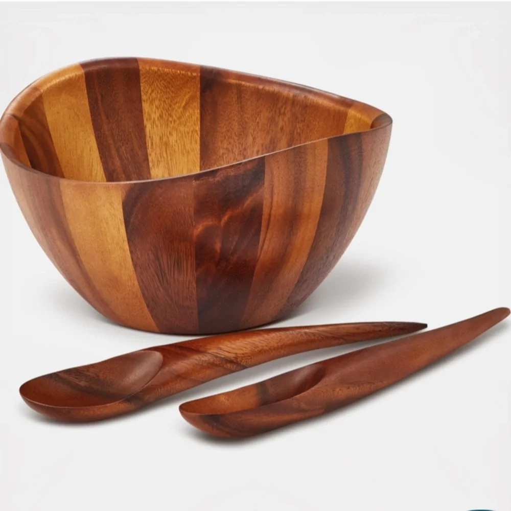 Nambe Harmony Salad Set with Serving utensils